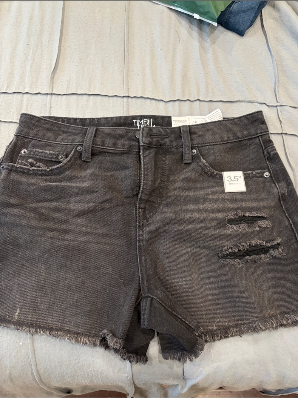 Time and Tru Black Distressed High-Rise Denim Cutoff Shorts